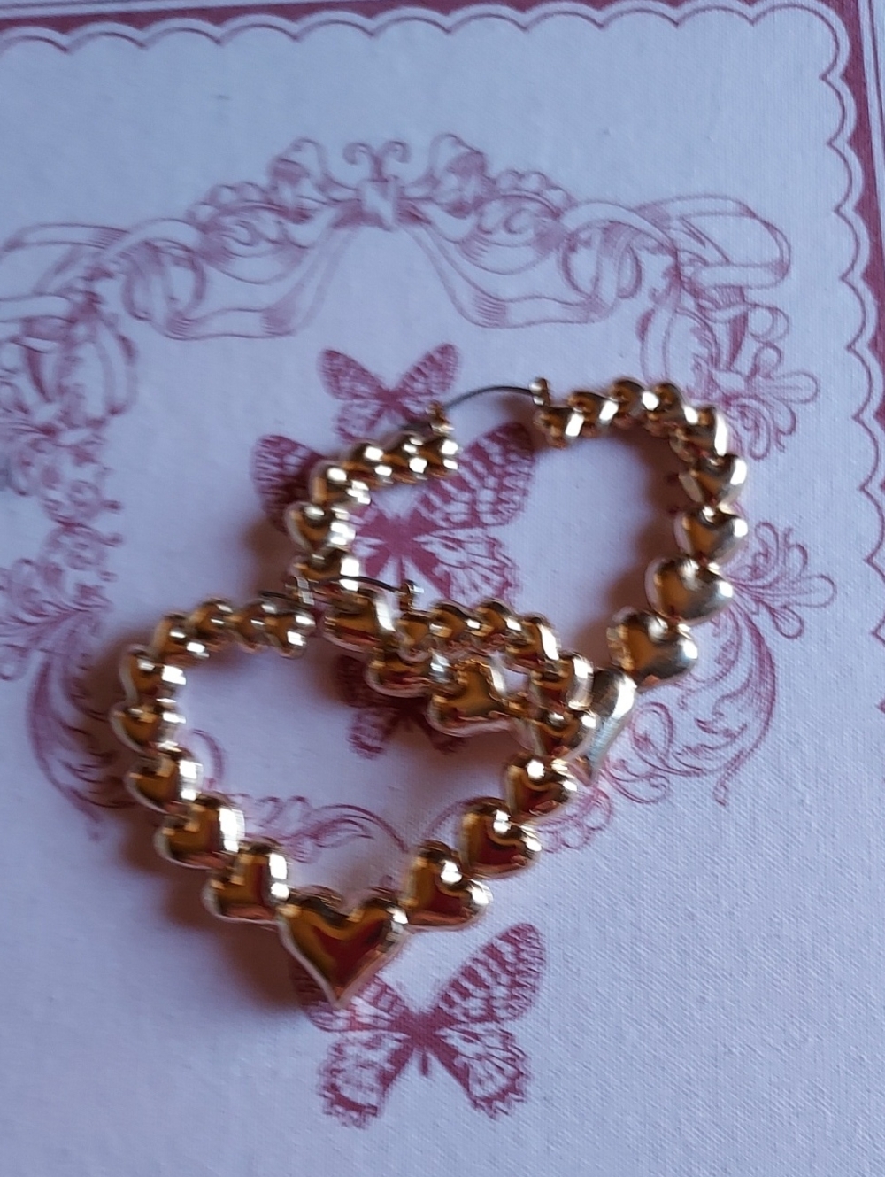 Gold Heart Link Hoop Earrings - Women Jewelry